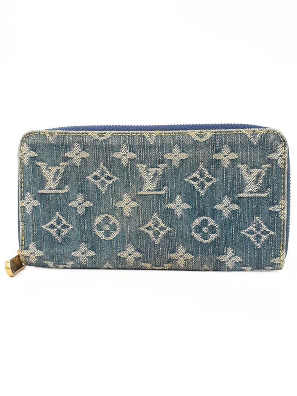 Louis Vuitton Monogram Denim Zippy Wallet Round Zipper Long